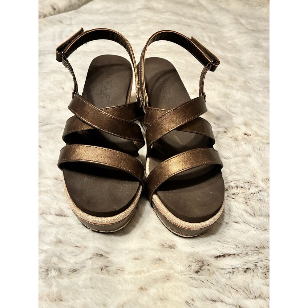 Boutique By Corky’s Carley Sz 9 Antique Bronze Sling Open Toe Comfort Sandals